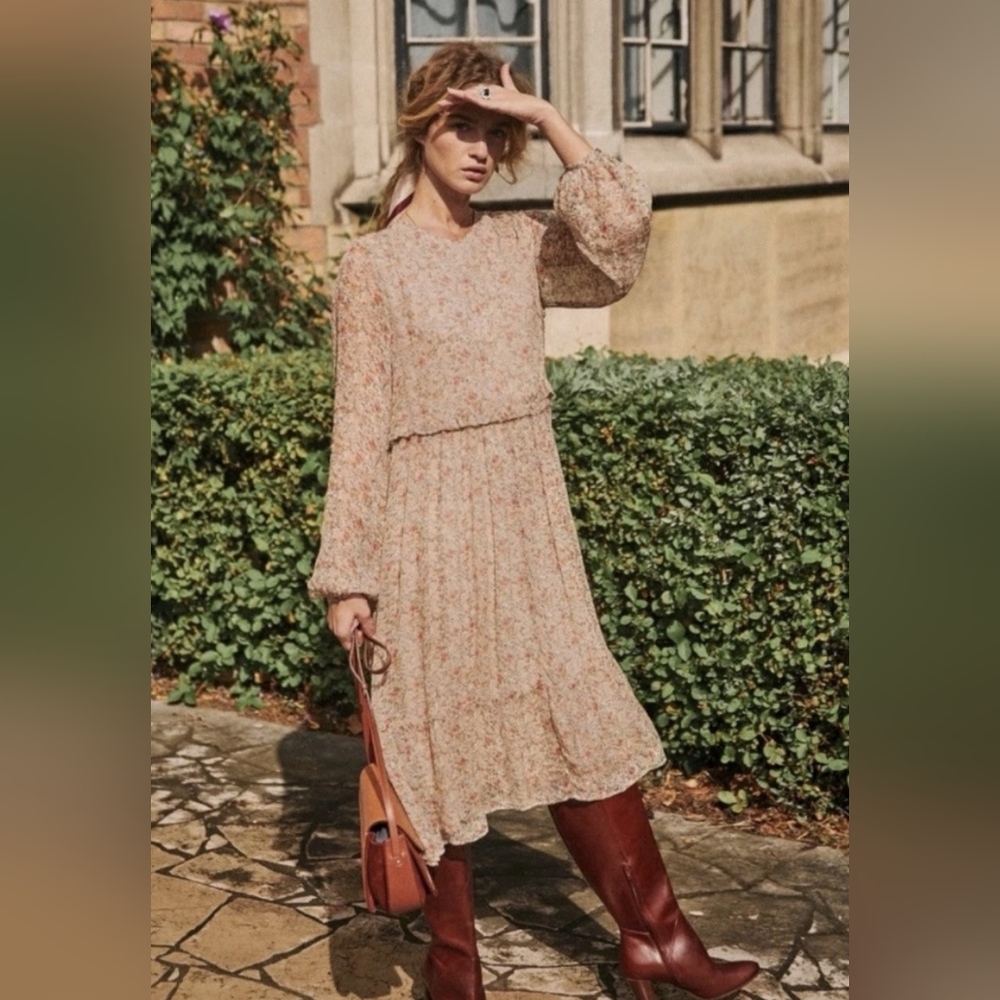 Sezane Ares Midi Dress in Blooming Print- Size FR38/US6